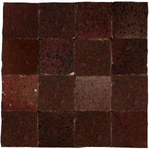 Carreaux de zellige 5x5 cm fabriqués à la main de couleur aubergine